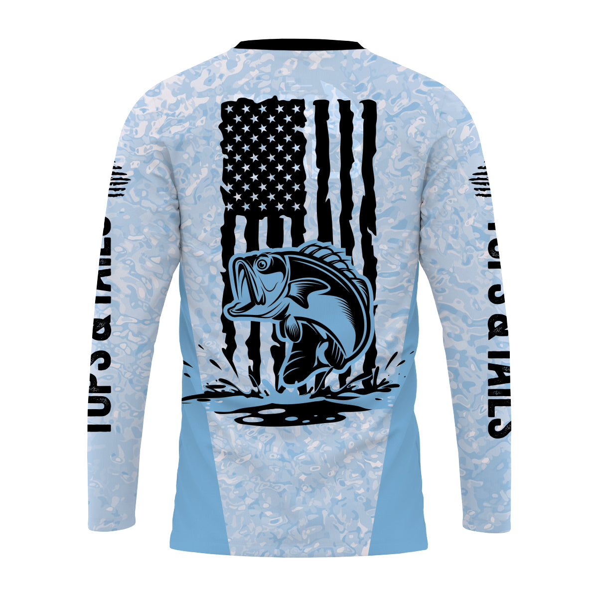 Blue American Flag Bass Long Sleeve Performance Shirt - Made in the USA