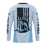 Hoodie Blue American Flag Bass Long Sleeve  Performance Shirt - Made in the USA