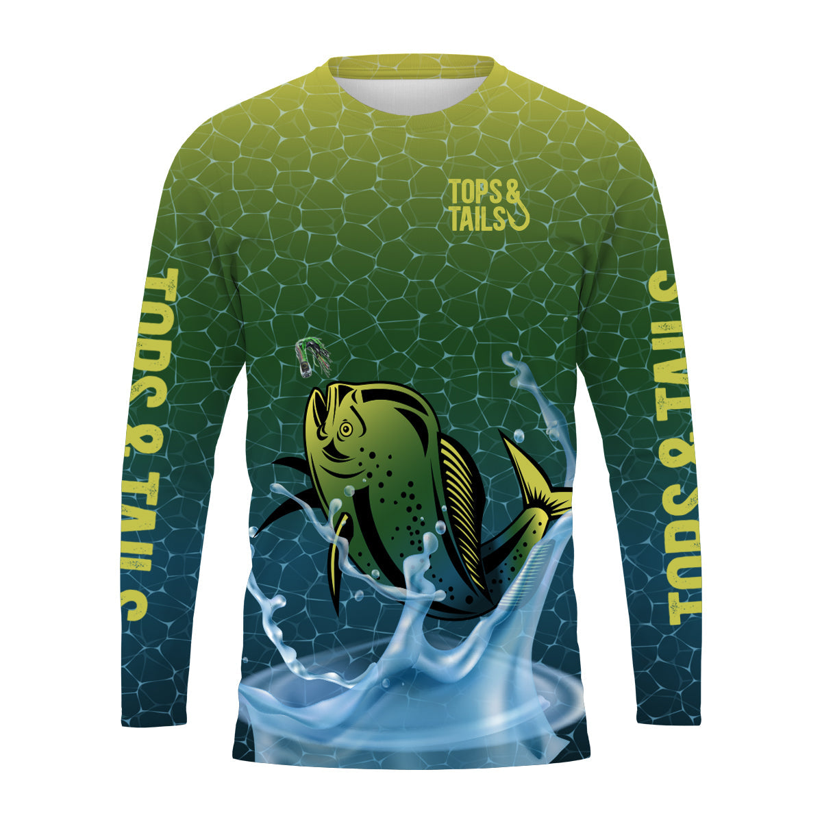 Hoodie Green & Blue Mahi Mahi Long Sleeve  Performance Shirt - Made in the USA