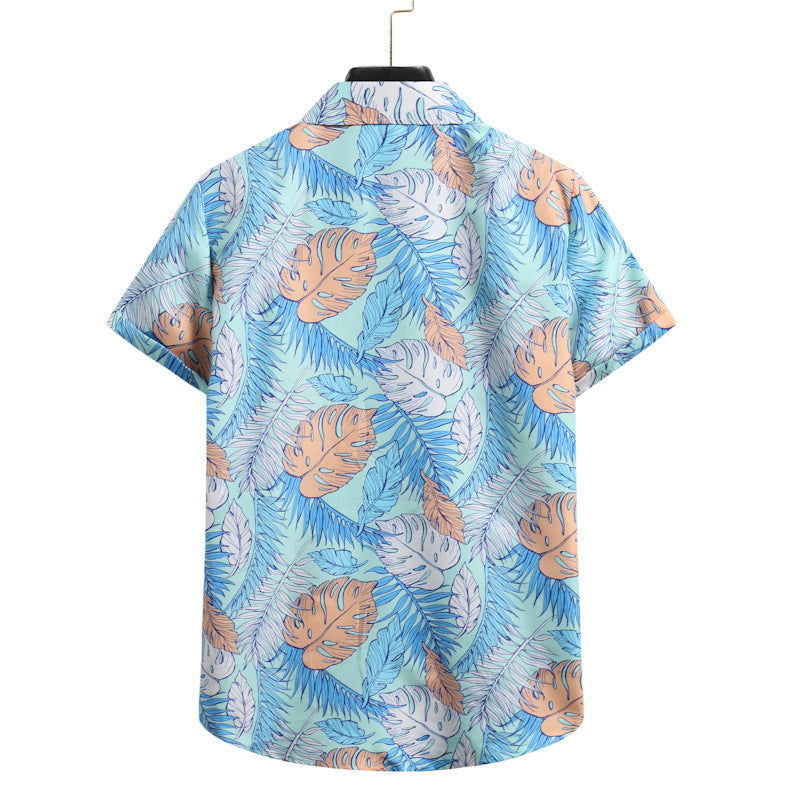 Spring And Summer New Men's Beach Flower Shirt Hawaiian Shirt