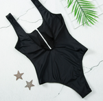 Bikini Zip Stripe One Piece Swimsuit