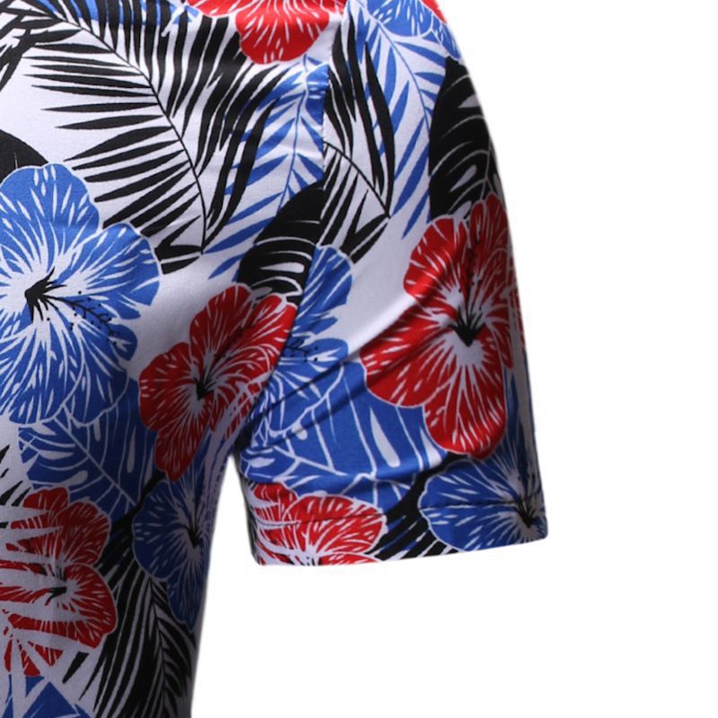 Summer Beach Short-sleeved Floral Shirt