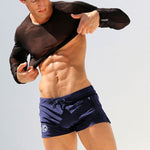 Men's New Boxer Swim Shorts Vertical Zipper