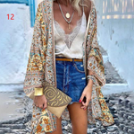 Doll Sleeve Cardigan Print Top Cardigan